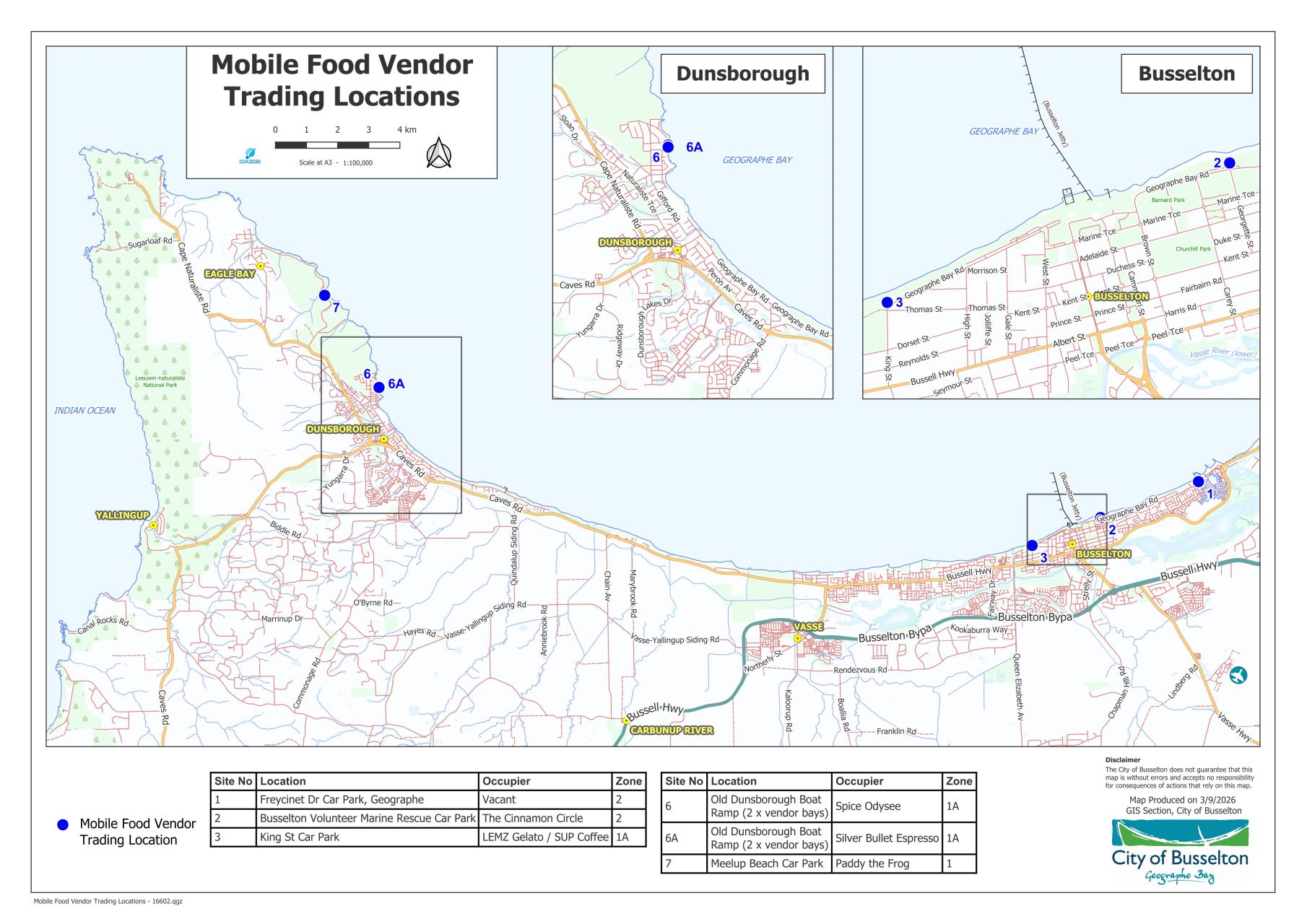 Mobile trading location map