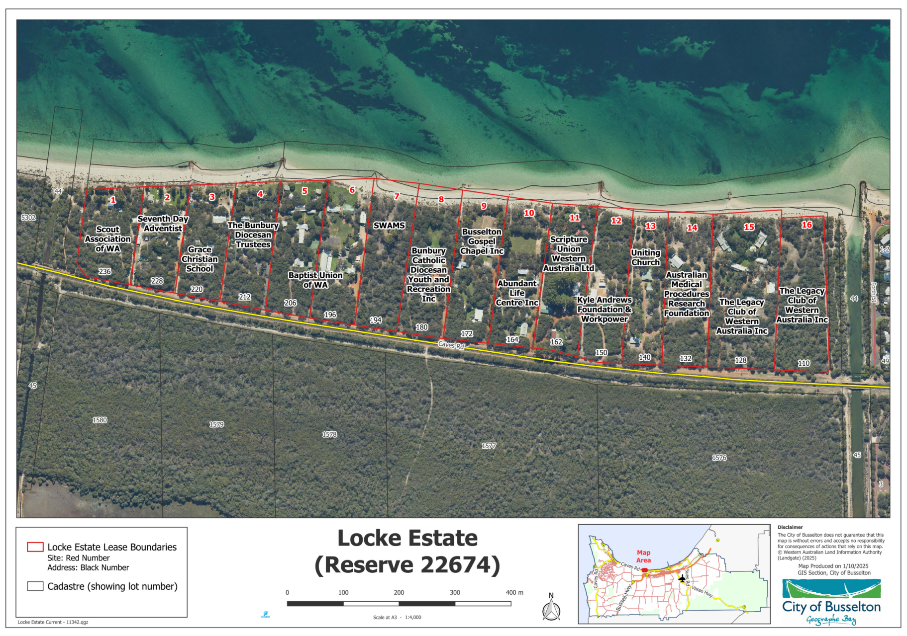 map of the Locke Estate sites