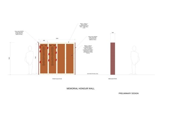 War Memorial Busselton - Proposed - Honour Wall with Plaques Preliminary