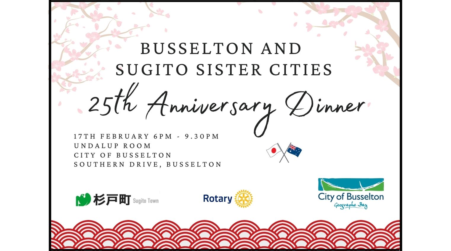 Busselton and Sugito Sister Cities - 25th Anniversary Dinner